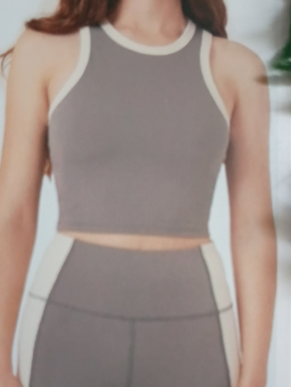 Hurley Gray Crop Tank with Cream Trim